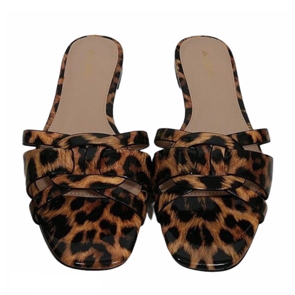 ALDO Astirassa Sandals Slides Patent Animal Print - Picture 6 of 11